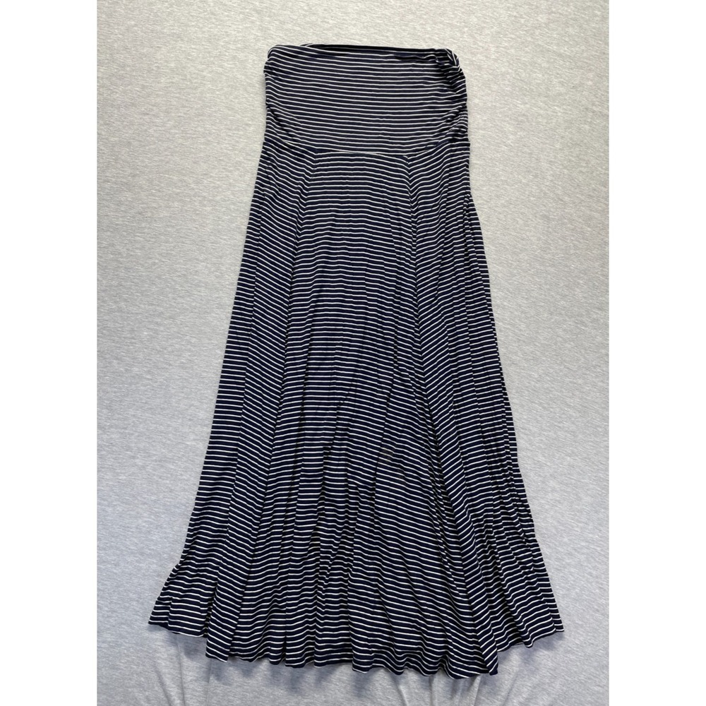 Gap Strapless Midi Dress Women's Medium Blue‎ White Striped Rayon Soft Stretchy